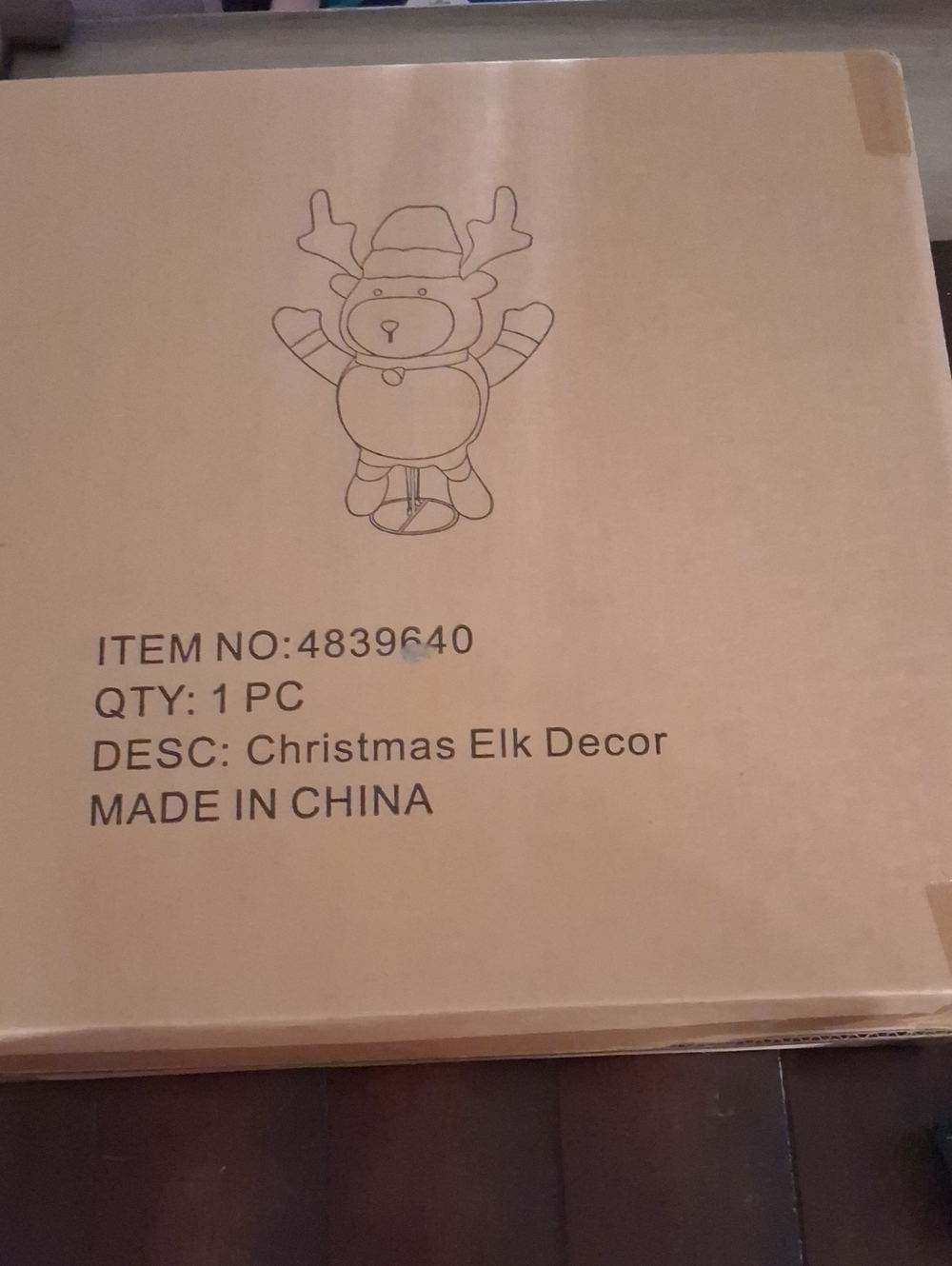 Christmas Elk Decor Box - Brown Cardboard